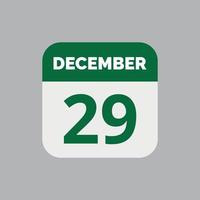 icona della data del calendario del 29 dicembre vettore