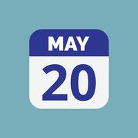 icona della data del calendario del 20 maggio vettore