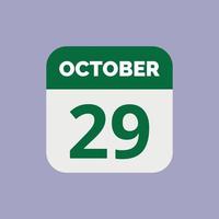 ottobre 29 calendario Data icona vettore