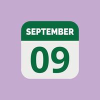 icona della data del calendario del 9 settembre vettore