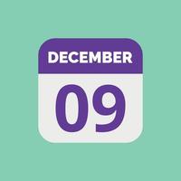 icona della data del calendario del 9 dicembre vettore