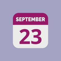icona della data del calendario del 23 settembre vettore