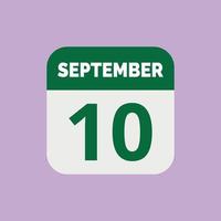 icona della data del calendario del 10 settembre vettore