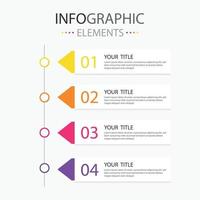 quattro moderno testo scatola infografica elementi freccia forma per uso nel attività commerciale, presente squadra opera eccetera. infografica elementi con 4 colori. vettore