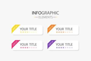 impostato di moderno testo scatola infografica elementi rettangolo forma per uso nel attività commerciale. infografica elementi con 4 colori. vettore