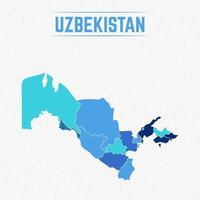 mappa dettagliata dell'Uzbekistan con le regioni vettore