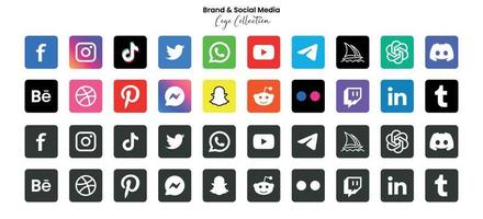 popolare sociale Rete simboli, sociale media logo icone collezione, instagram, Facebook, cinguettio, Youtube, chatgpt, metà viaggio, discordia e eccetera. sociale media icone vettore