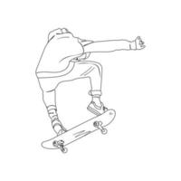 skateboarder fare un' trucco con skateboard. uomo salto con skateboard. sport concetto. mano disegnato vettore illustrazione.