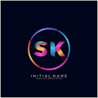 lettera sk colorfull logo premio elegante modello vettore