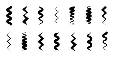impostato di astratto ondulato elementi e wiggly forme. vettore illustrazione. nero e bianca forma libera segni.