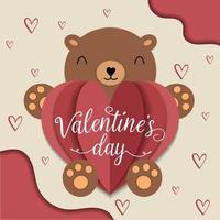 isolato carino orso Tenere Multi strato cuore forma San Valentino giorno vettore illustrazione