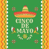 colorato cinco de mayo manifesto con messicano cappello e trombe vettore illustrazione