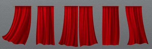 3d rosso drappeggio stoffa, realistico seta tenda vettore