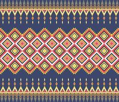 colorato etnico popolare geometrico senza soluzione di continuità modello nel rosso, blu e giallo nel vettore illustrazione design per tessuto, stuoia, tappeto, sciarpa, involucro carta, piastrella e Di Più