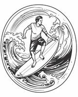 onda surfer logo vettore
