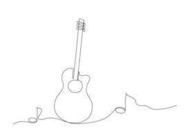 vettore illustrazione di singolo linea disegno di chitarra e lettering mondo musica giorno. musica giorno logo concetto con chitarra.