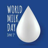 mondo latte giorno, giugno 1°. vettore illustrazione di realistico latte far cadere