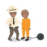 sceriffo africano catturato prigioniero design personaggio su bianca sfondo vettore