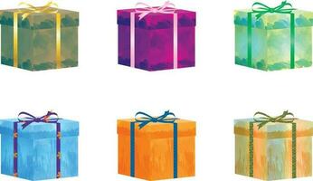acquerello pacco regalo vettore illustrazione colorato regali per compleanno, nozze, Natale e festival