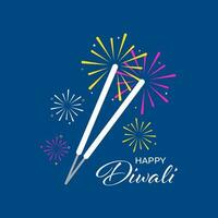 contento Diwali lettering con scintillante bastoni su blu sfondo. vettore