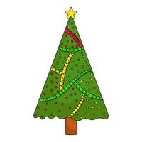 colorato palle e floreale banda decorare Natale albero piatto icona. vettore
