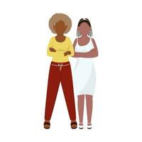 senza volto africano giovane donne in piedi insieme su bianca sfondo per nero vite importa. vettore