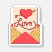 isolato etichetta stile amore lettera con freccia colpire cuore simbolo o icona nel piatto stile. vettore