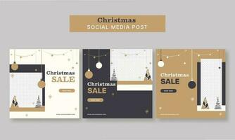 sociale media Natale vendita inviare o modello design nel tre colore opzioni. vettore