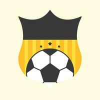 tre stelle con calcio palla contro giallo e nero scudo sfondo. vettore