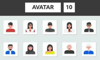etichetta stile persone avatar illustrazione su grigio e nero sfondo. vettore