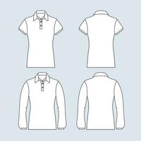 nero schema polo camicia per donne modello vettore