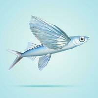 argento volante pesce isolato su leggero blu sfondo vettore