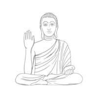 Budda isolato nel bianca sfondo. Budda statua con uno mano su. vettore illustrazione