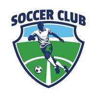 calcio e calcio logo nel distintivo stile vettore