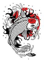 Vintage ▾ koi tatuaggio design vettore