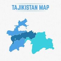 Mappa dettagliata del Tagikistan con le regioni vettore