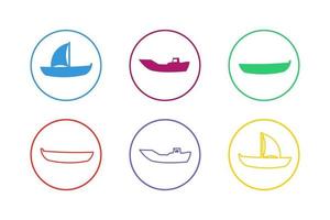set di icone colorate barca vettore