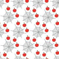 Halloween vettore modello di ragnatele e rosso mele isolato su bianca sfondo. piatto design