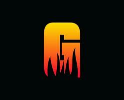 g lettera fiamma logo design fuoco illustrazione vettore