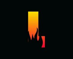 l lettera fiamma logo design fuoco illustrazione vettore