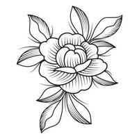 impostato di diverso fiore linea su bianca sfondo. fiori disegno con Linea artistica su bianca sfondi. vettore