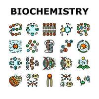 biotecnologia chimica scienza icone impostato vettore