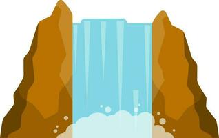 cascata su montagna. rocce e acqua. tropicale isola. estate stagione, meridionale paesaggio. cartone animato piatto illustrazione. stagno e lago. acqua cascate giù vettore