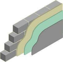 muro di mattoni grigio della casa. elemento di costruzione di edifici. oggetto di pietra. illustrazione isometrica. simbolo di protezione e sicurezza vettore