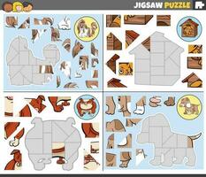 sega puzzle Giochi impostato con divertente cartone animato cani personaggi vettore