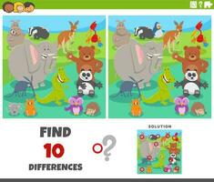 differenze gioco con cartone animato animale personaggi gruppo vettore