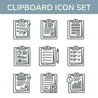 appunti e bloc notes icone impostato per lista di controllo, orario, e dati disco. vettore illustrazione