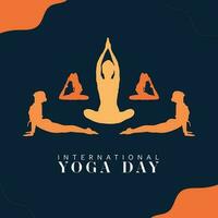 internazionale yoga giorno vettore illustrazione sociale media striscione, manifesto design. giugno 21 celebra mondo yoga giorno