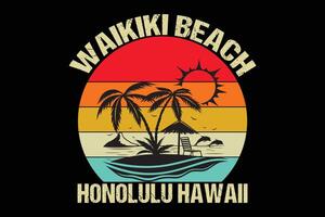 waikiki spiaggia honolulu Hawaii retrò Vintage ▾ maglietta design vettore
