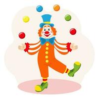 carino divertente cartone animato clown giocoliere con palle. figli di carta, Stampa, colorato illustrazione, vettore